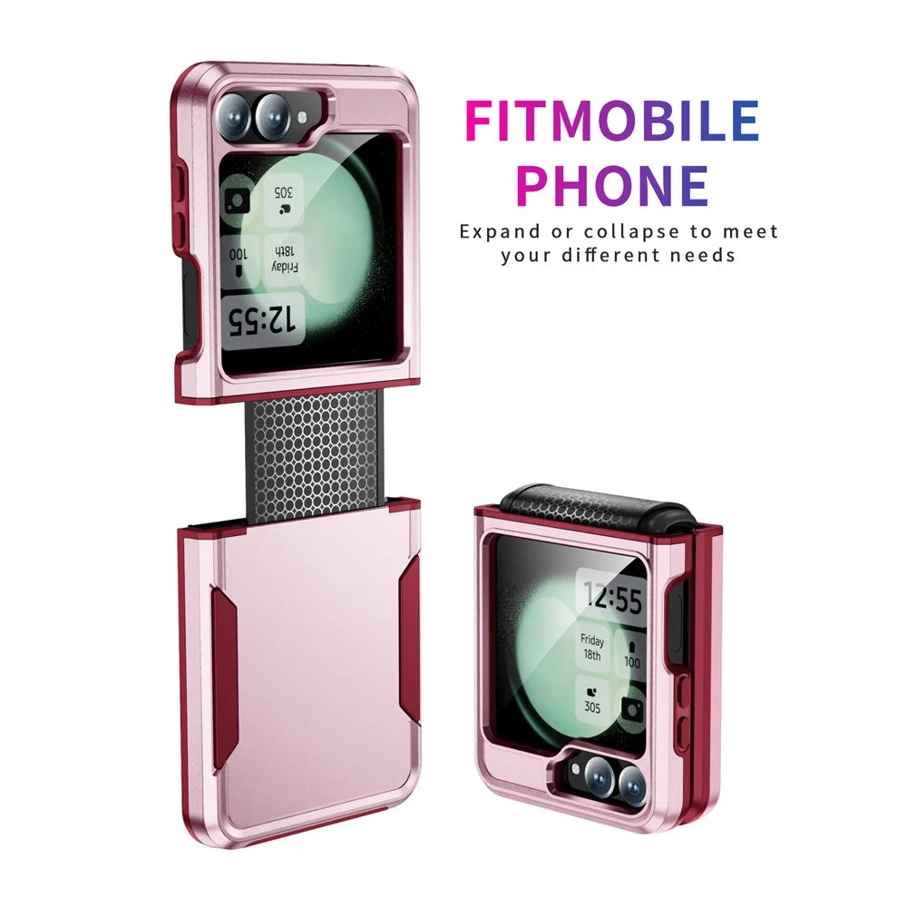For Samsung Galaxy Z Flip7 FE 5G / Z Flip6 5G Case PC+TPU Military Grade Drop Protective Phone Cover - Pink+Rose - 2