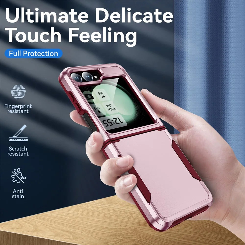 For Samsung Galaxy Z Flip7 FE 5G / Z Flip6 5G Case PC+TPU Military Grade Drop Protective Phone Cover - Pink+Rose - 4