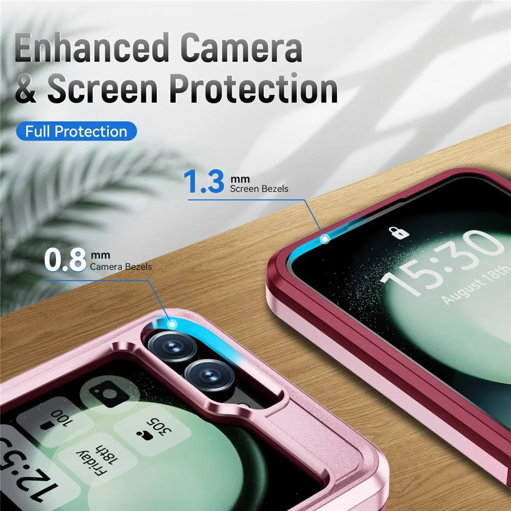 For Samsung Galaxy Z Flip7 FE 5G / Z Flip6 5G Case PC+TPU Military Grade Drop Protective Phone Cover - Pink+Rose - 6