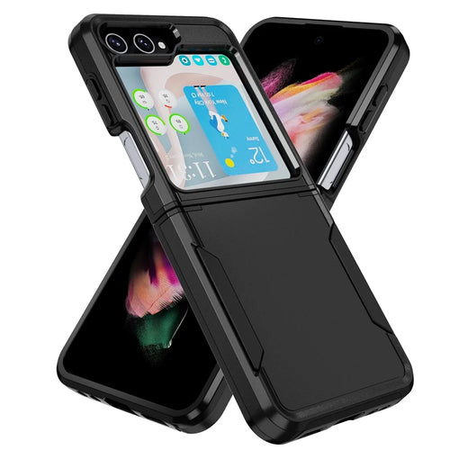 For Samsung Galaxy Z Flip5 5G Case PC + TPU Military Grade Drop Protective Phone Cover - Black - 1