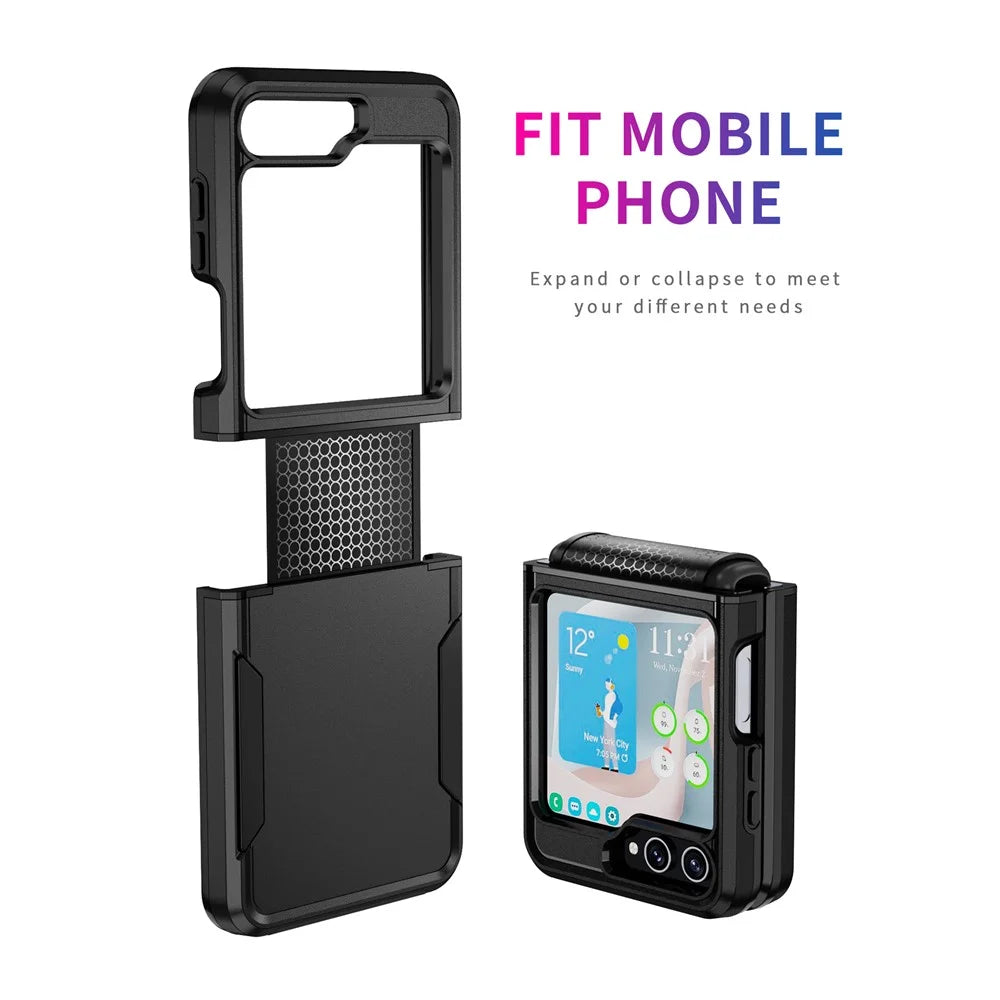 For Samsung Galaxy Z Flip5 5G Case PC + TPU Military Grade Drop Protective Phone Cover - Black - 2