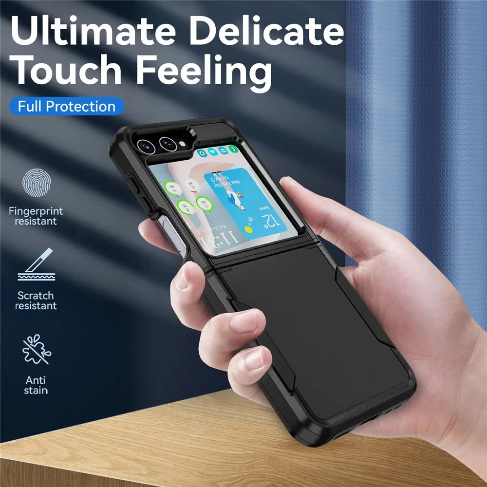 For Samsung Galaxy Z Flip5 5G Case PC + TPU Military Grade Drop Protective Phone Cover - Black - 3