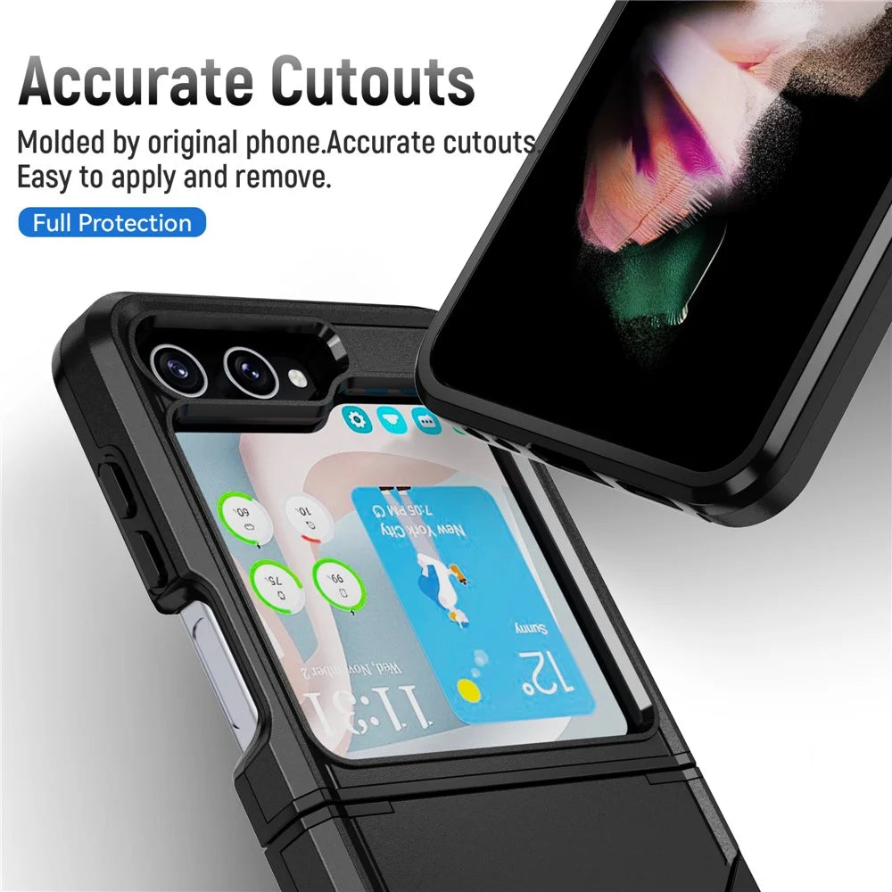 For Samsung Galaxy Z Flip5 5G Case PC + TPU Military Grade Drop Protective Phone Cover - Black - 4
