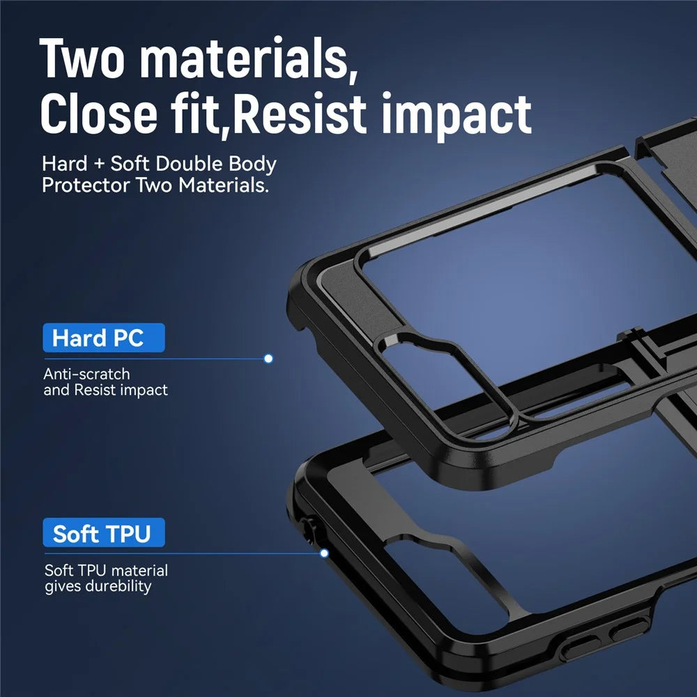For Samsung Galaxy Z Flip5 5G Case PC + TPU Military Grade Drop Protective Phone Cover - Black - 6
