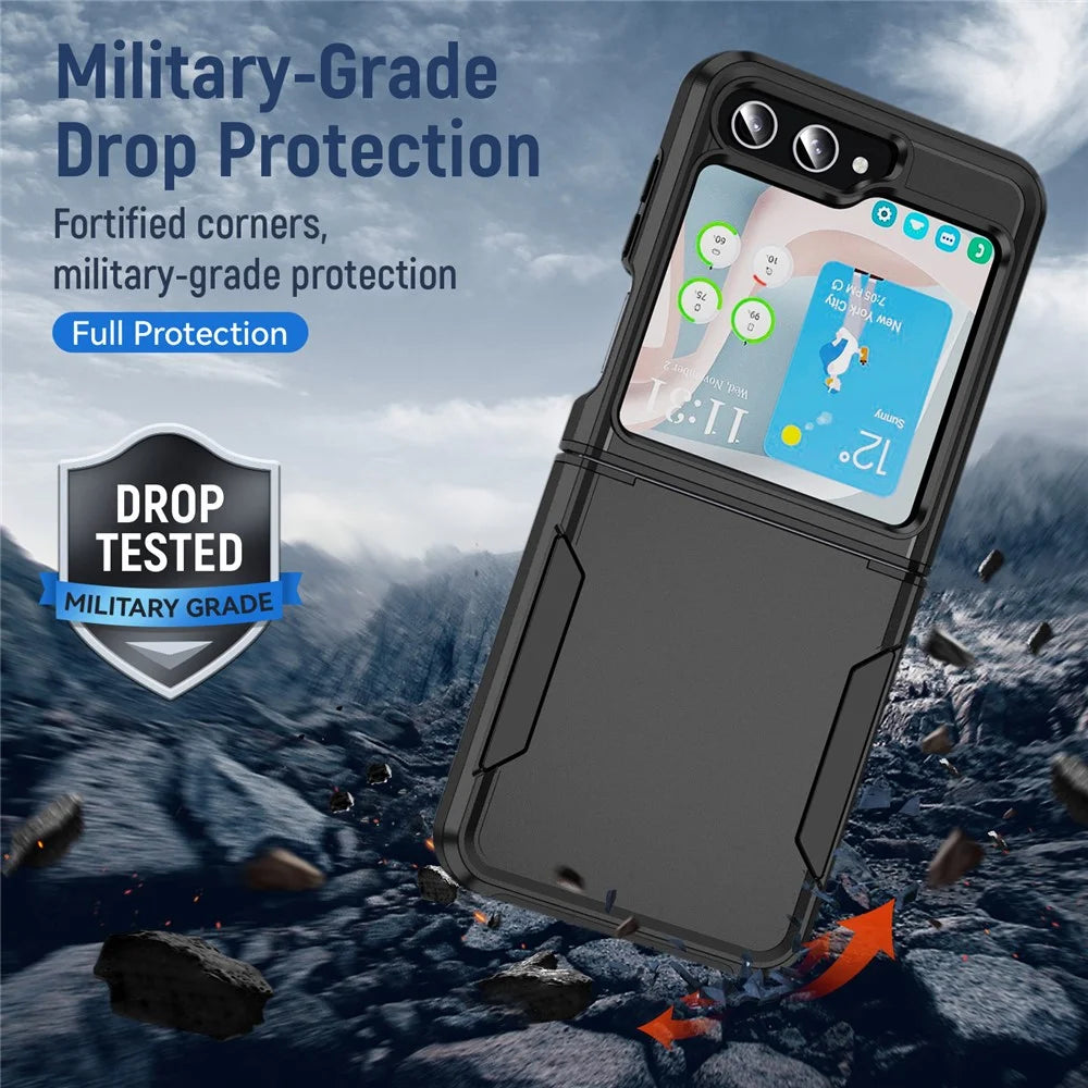For Samsung Galaxy Z Flip5 5G Case PC + TPU Military Grade Drop Protective Phone Cover - Black - 7