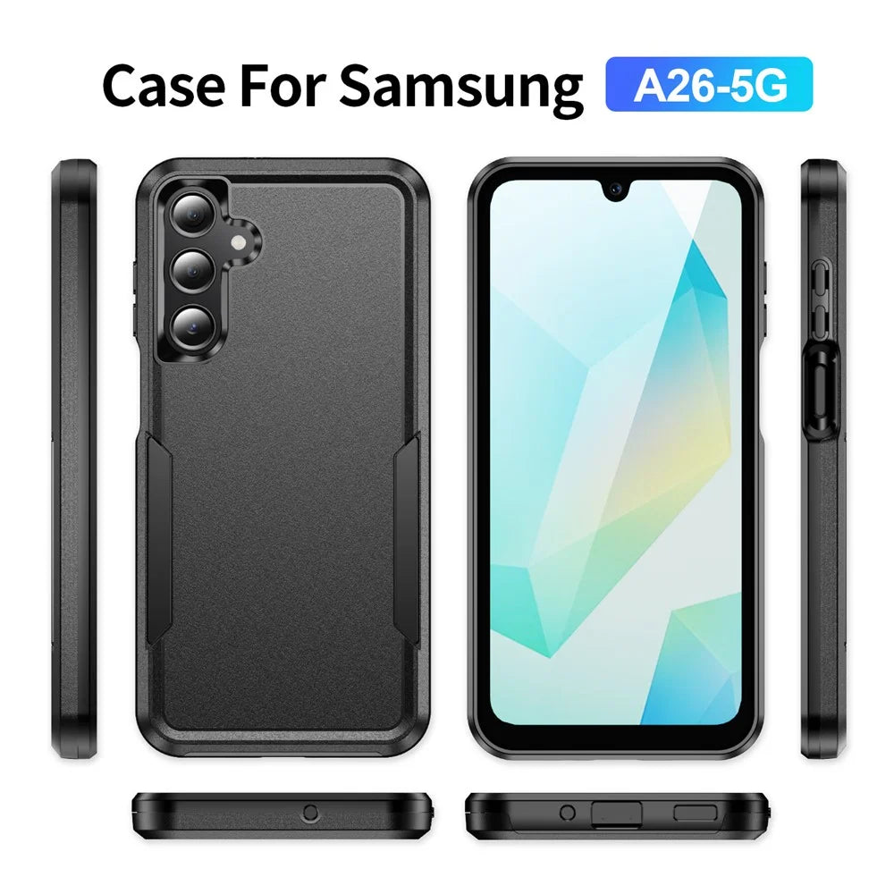 For Samsung Galaxy A18 5G / A18 4G / A17 5G / A26 5G Case PC+TPU Military Grade Drop Protective Phone Cover - Black - 2