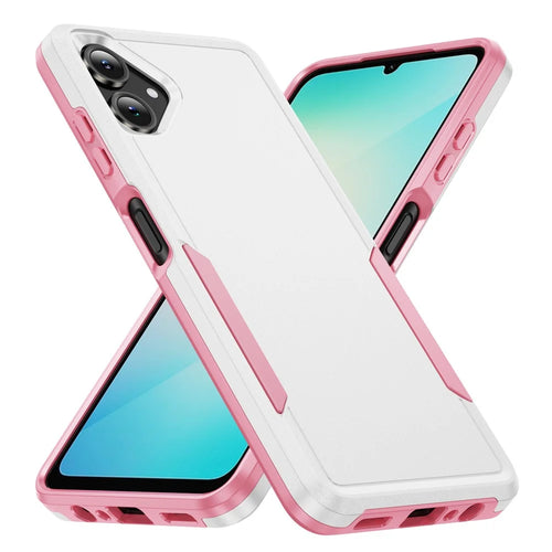 For Samsung Galaxy A06 5G Case PC + TPU Military Grade Drop Protective Phone Cover - White + Pink - 1