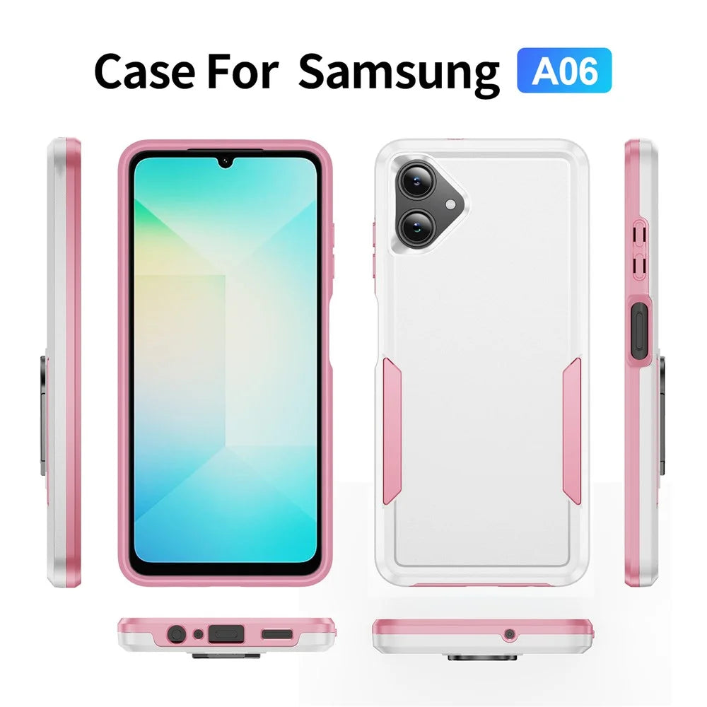 For Samsung Galaxy A06 5G Case PC + TPU Military Grade Drop Protective Phone Cover - White + Pink - 2