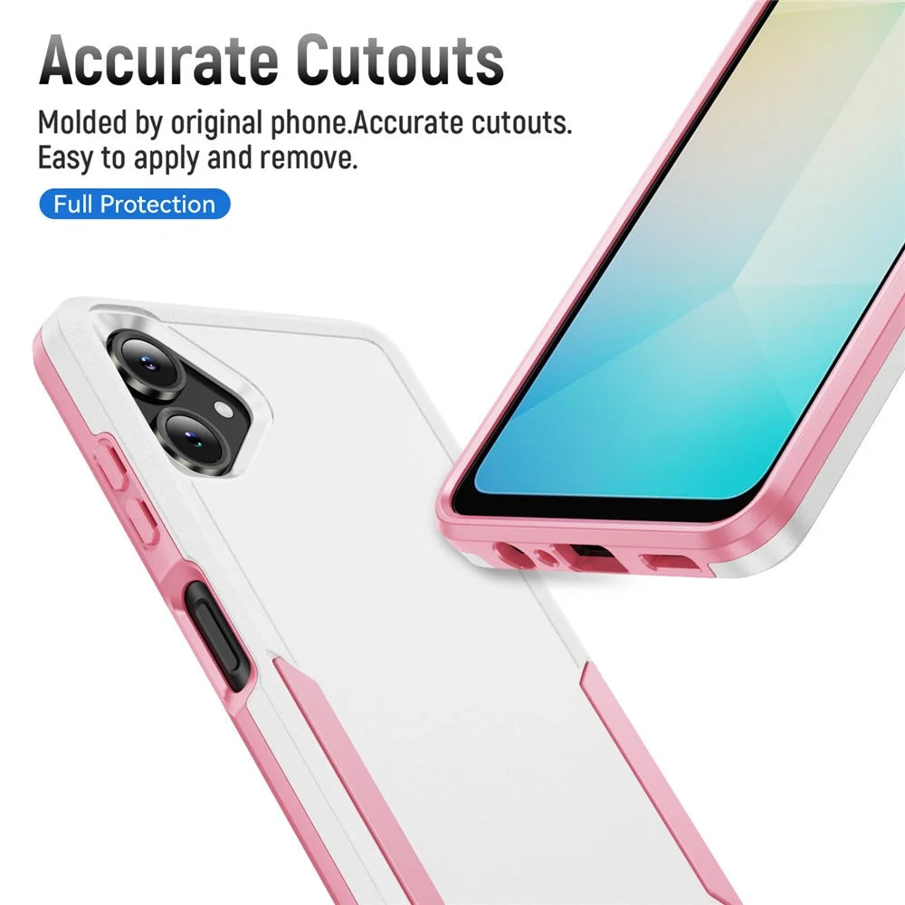 For Samsung Galaxy A06 5G Case PC + TPU Military Grade Drop Protective Phone Cover - White + Pink - 3
