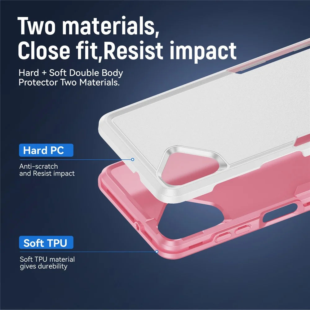 For Samsung Galaxy A06 5G Case PC + TPU Military Grade Drop Protective Phone Cover - White + Pink - 4