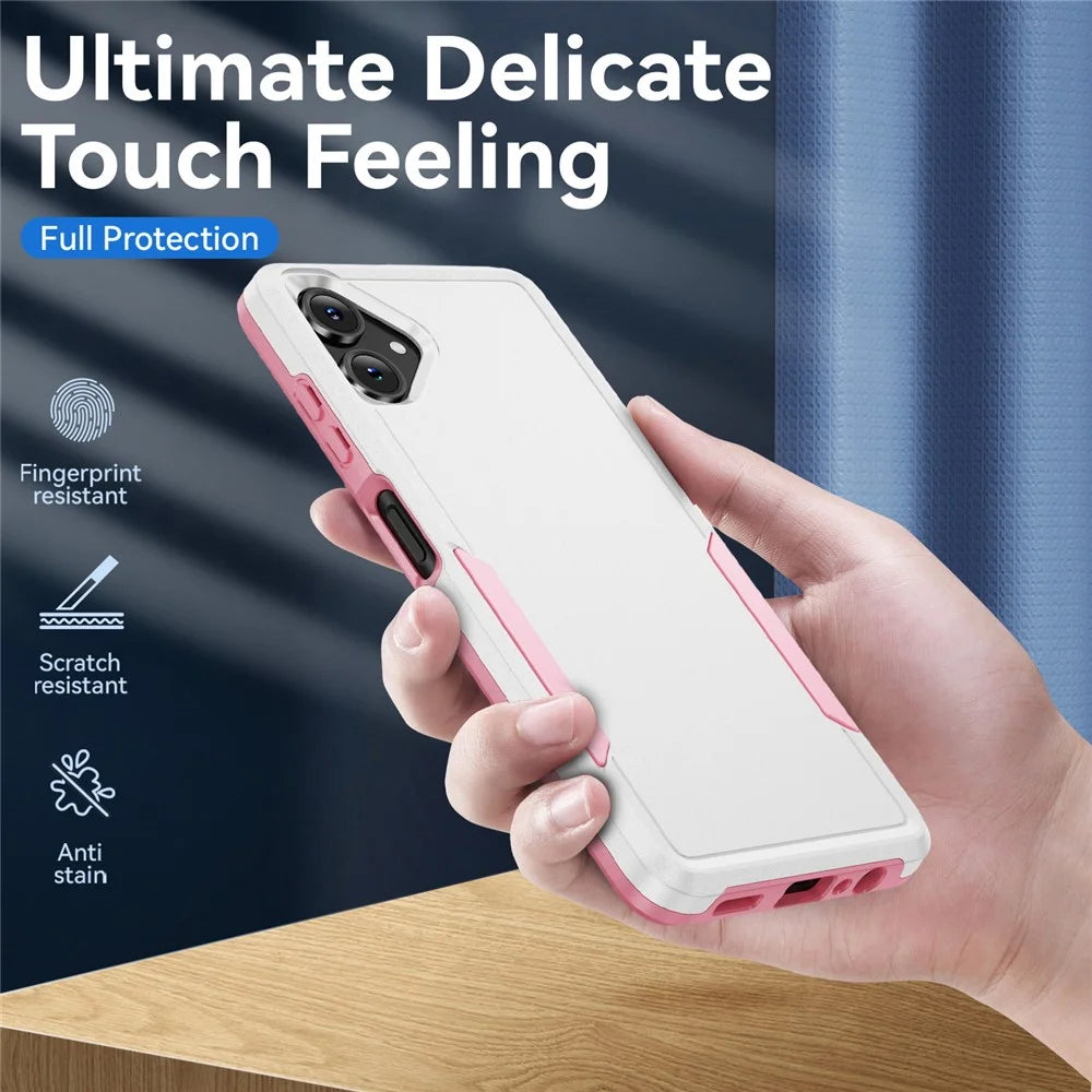 For Samsung Galaxy A06 5G Case PC + TPU Military Grade Drop Protective Phone Cover - White + Pink - 5