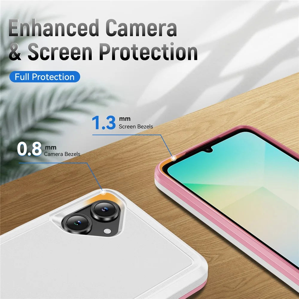 For Samsung Galaxy A06 5G Case PC + TPU Military Grade Drop Protective Phone Cover - White + Pink - 7