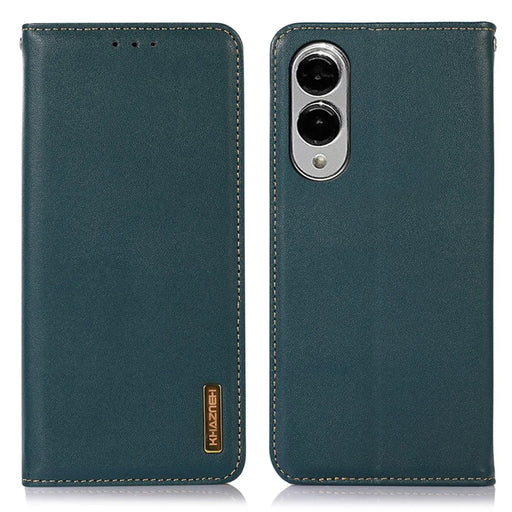 KHAZNEH For Samsung Galaxy S25 Edge Case Wallet Genuine Cow Leather Phone Cover Nappa Texture - Green - 1