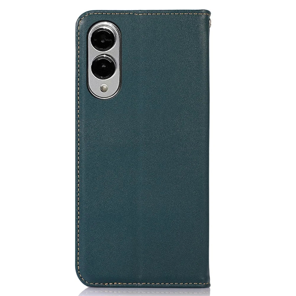 KHAZNEH For Samsung Galaxy S25 Edge Case Wallet Genuine Cow Leather Phone Cover Nappa Texture - Green - 7
