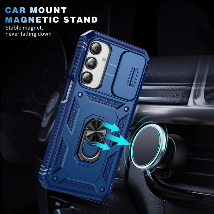 For Samsung Galaxy A26 5G Case TPU+PC Slide Camshield Kickstand Phone Cover - Blue - 7