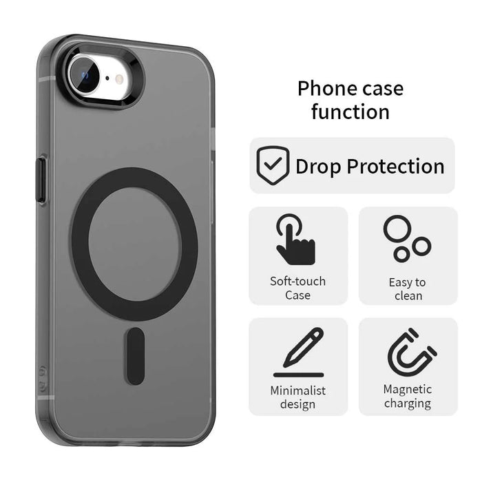 For iPhone 17e / 16e Case Compatible with MagSafe Anti Drop Hybrid Phone Back Cover - Black - 2