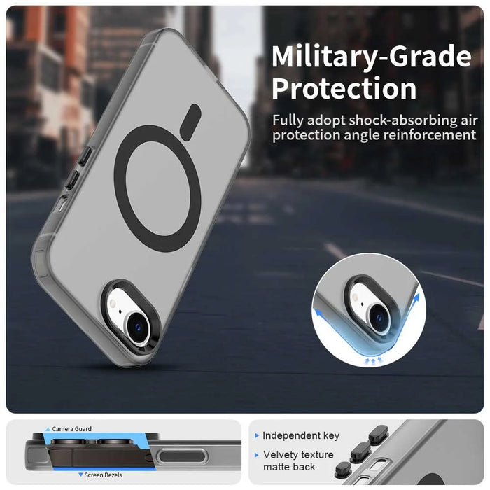For iPhone 17e / 16e Case Compatible with MagSafe Anti Drop Hybrid Phone Back Cover - Black - 3