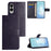For Samsung Galaxy S25 Edge Case PU Leather Owl Tree Imprinted Wallet Phone Cover - Dark Blue - 4