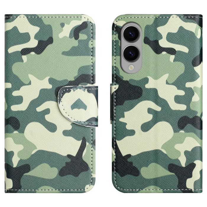 For Samsung Galaxy S25 Edge Case Pattern Printing Cross Texture Leather Phone Cover - Camouflage - 1
