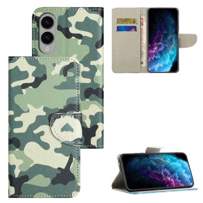 For Samsung Galaxy S25 Edge Case Pattern Printing Cross Texture Leather Phone Cover - Camouflage - 4