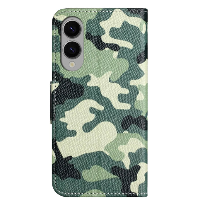 For Samsung Galaxy S25 Edge Case Pattern Printing Cross Texture Leather Phone Cover - Camouflage - 6