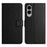 For Samsung Galaxy S25 Edge Case PU Leather Wallet Phone Cover Litchi Texture, Black - 1