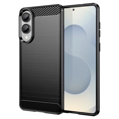 For Samsung Galaxy S25 Edge / S25 Slim Case Protective Phone Cover Carbon Fiber Texture Brushed - Black - 1