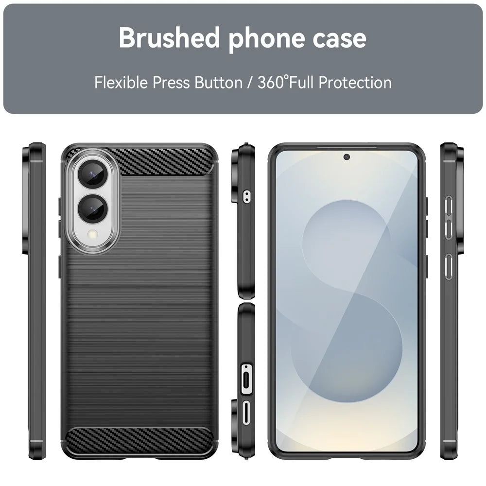 For Samsung Galaxy S25 Edge / S25 Slim Case Protective Phone Cover Carbon Fiber Texture Brushed - Black - 3