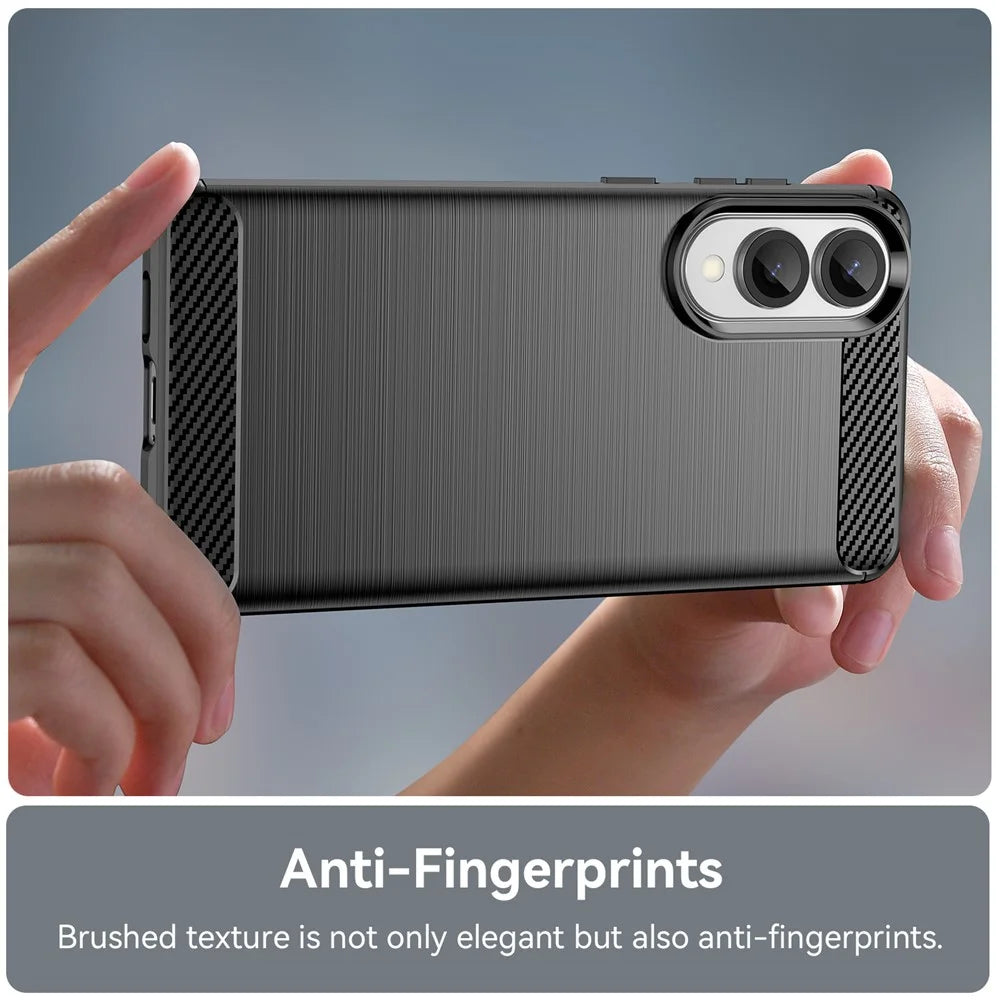 For Samsung Galaxy S25 Edge / S25 Slim Case Protective Phone Cover Carbon Fiber Texture Brushed - Black - 6