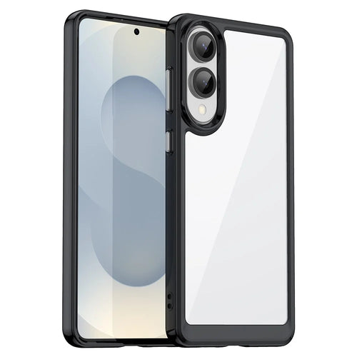 For Samsung Galaxy S25 Edge / S25 Slim Case TPU + Acrylic Protective Clear Phone Cover - Black - 1