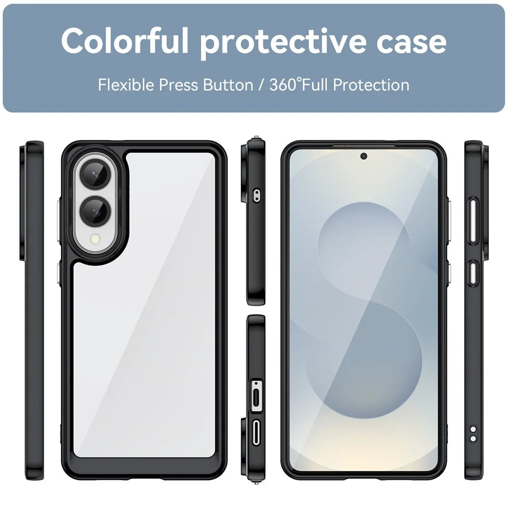 For Samsung Galaxy S25 Edge / S25 Slim Case TPU + Acrylic Protective Clear Phone Cover - Black - 3