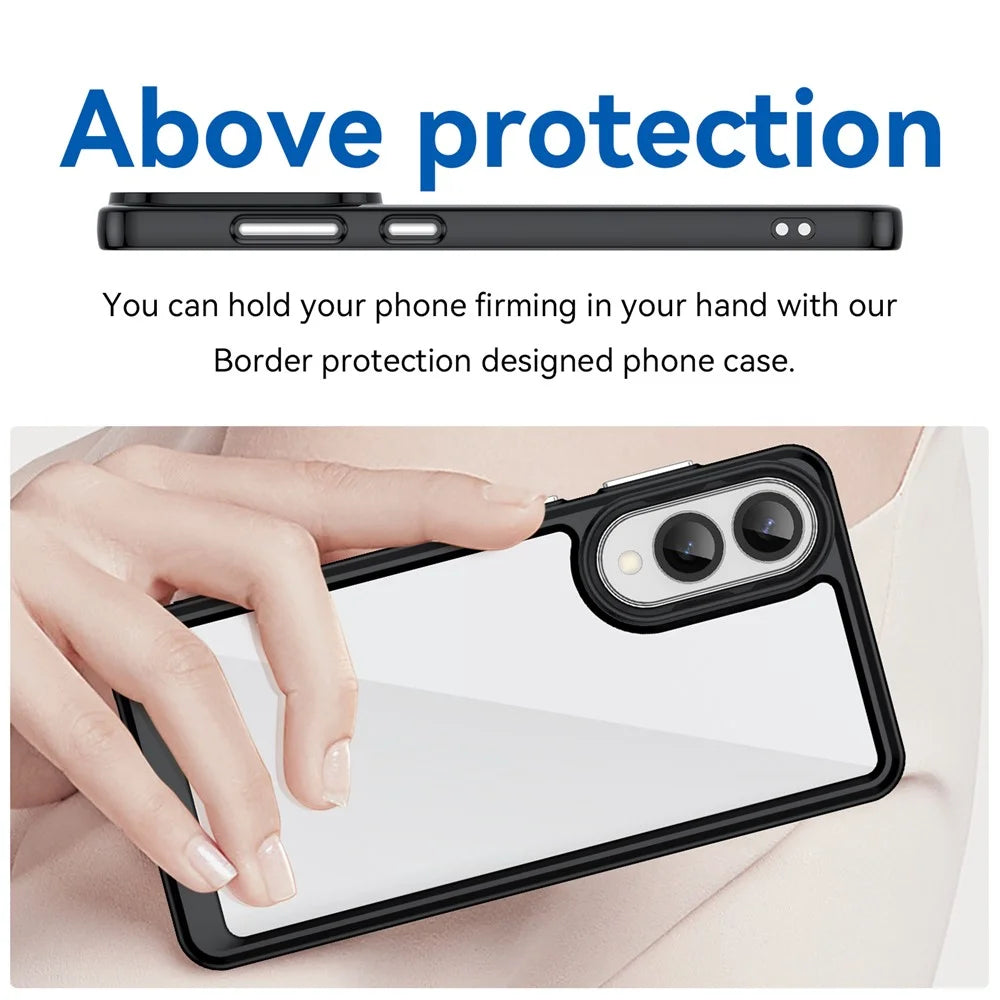 For Samsung Galaxy S25 Edge / S25 Slim Case TPU + Acrylic Protective Clear Phone Cover - Black - 5