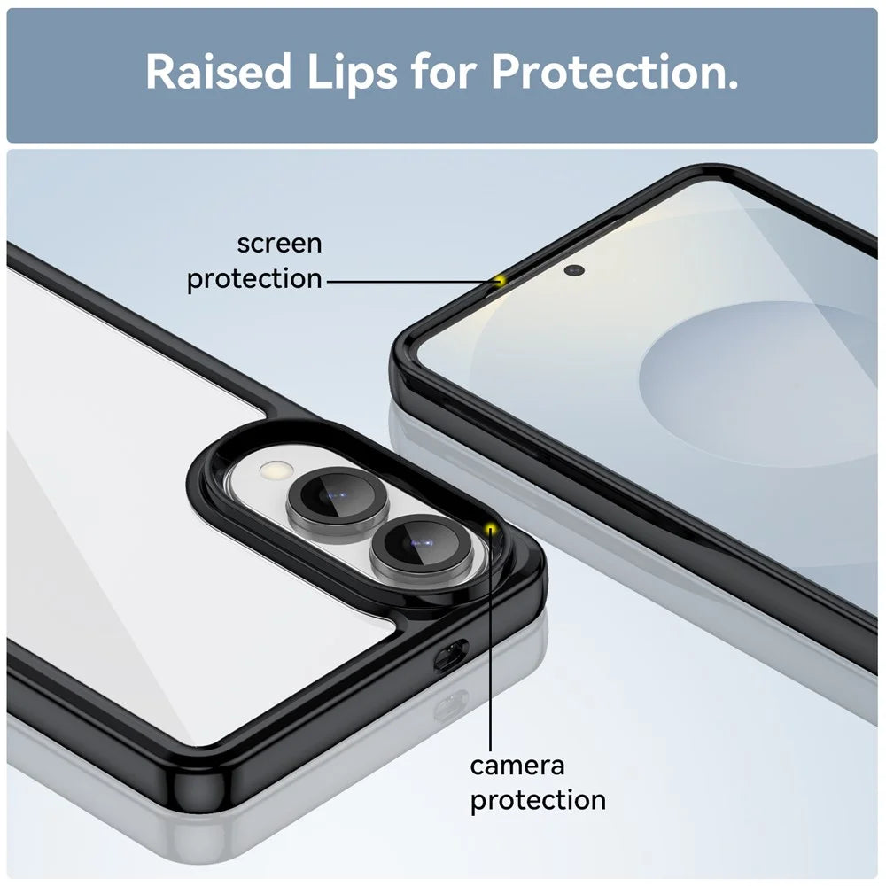 For Samsung Galaxy S25 Edge / S25 Slim Case TPU + Acrylic Protective Clear Phone Cover - Black - 7