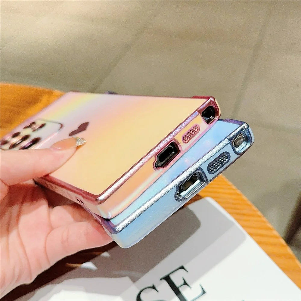 For Samsung Galaxy S25 Ultra Case Dazzling Design Electroplating Heart Pattern TPU Phone Cover - White - 6