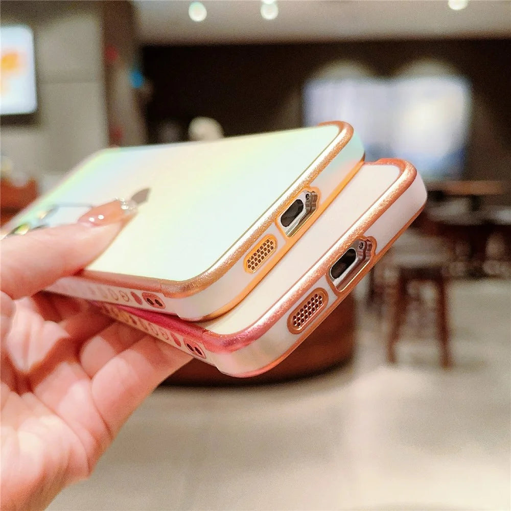 For Samsung Galaxy S25 Case Dazzling Design Electroplating Heart Pattern TPU Phone Cover - White - 7