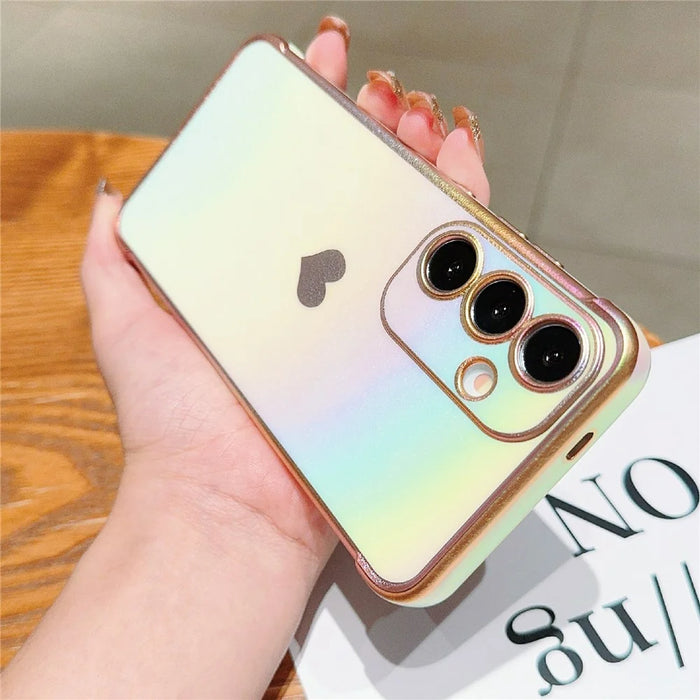 For Samsung Galaxy S25+ Case Dazzling Design Electroplating Heart Pattern TPU Phone Cover - White - 3