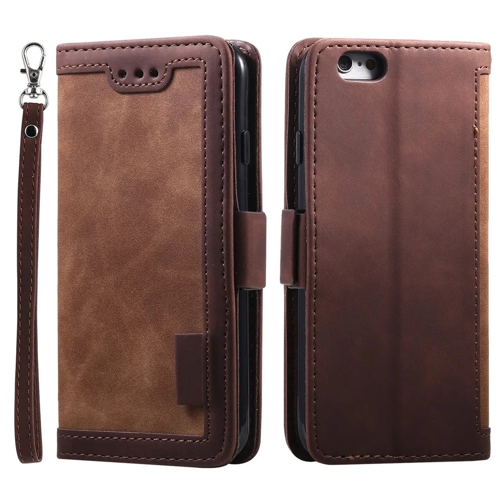For iPhone 17e / 16e Case RFID Blocking Wallet Stand Leather Phone Cover - Brown - 1