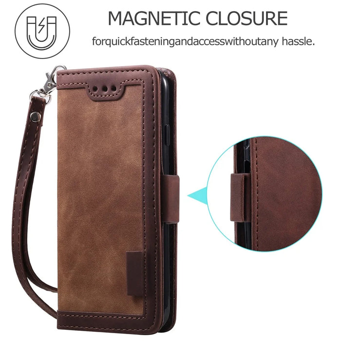For iPhone 17e / 16e Case RFID Blocking Wallet Stand Leather Phone Cover - Brown - 6