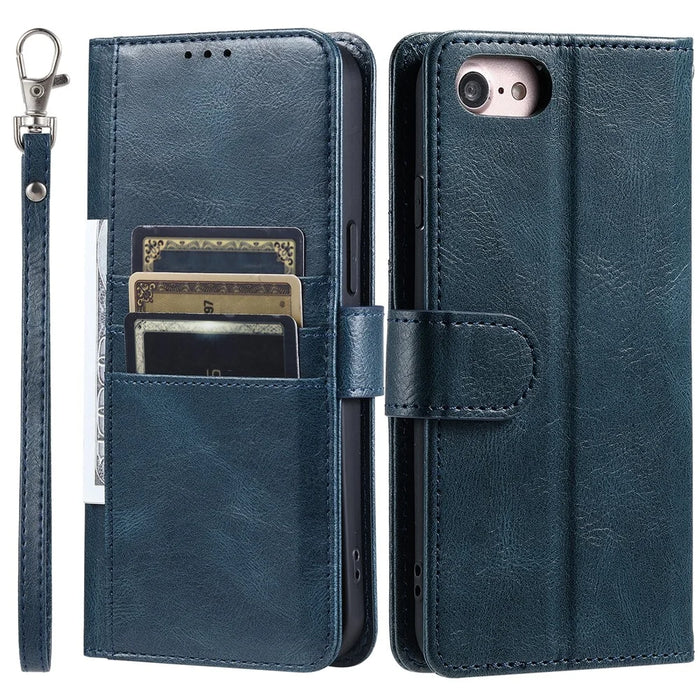 013 Style For iPhone 17e / 16e Case PU Leather Anti-Fall Phone Cover with 6 Card Slots - Blackish Green - 1