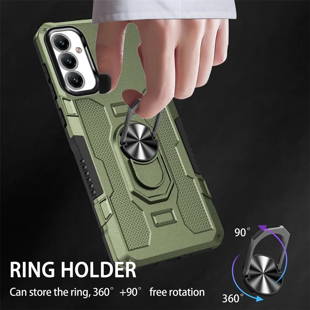For Samsung Galaxy A15 4G / 5G Phone Case Ring Kickstand PC + TPU Shockproof Cover - Green - 7