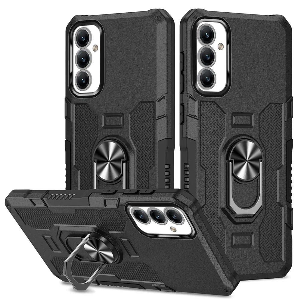For Samsung Galaxy A35 5G Phone Case Ring Kickstand PC + TPU Shockproof Cover - Black - 1