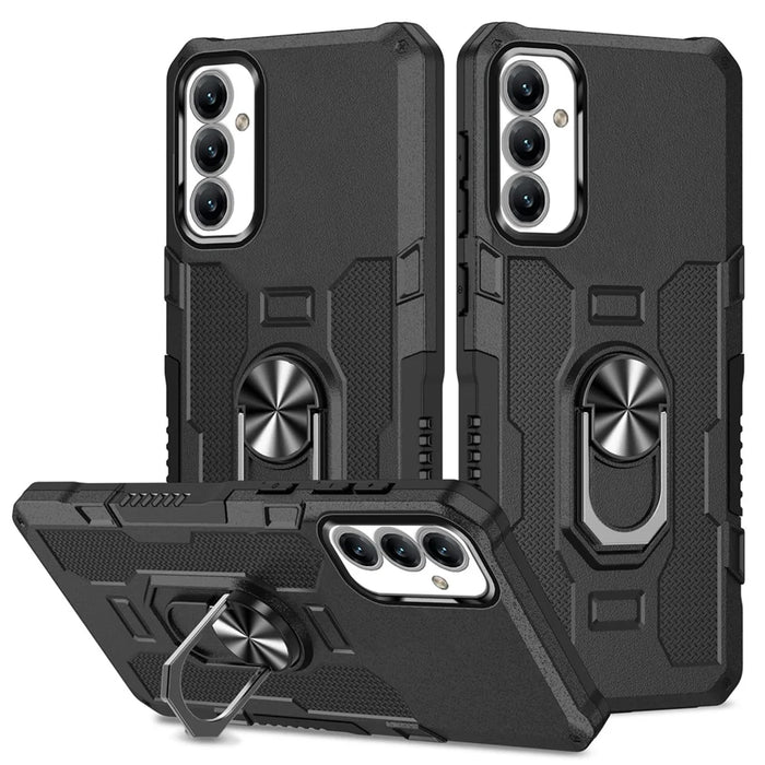 For Samsung Galaxy A35 5G Phone Case Ring Kickstand PC + TPU Shockproof Cover - Black - 1