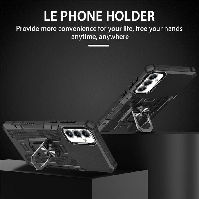 For Samsung Galaxy A35 5G Phone Case Ring Kickstand PC + TPU Shockproof Cover - Black - 2