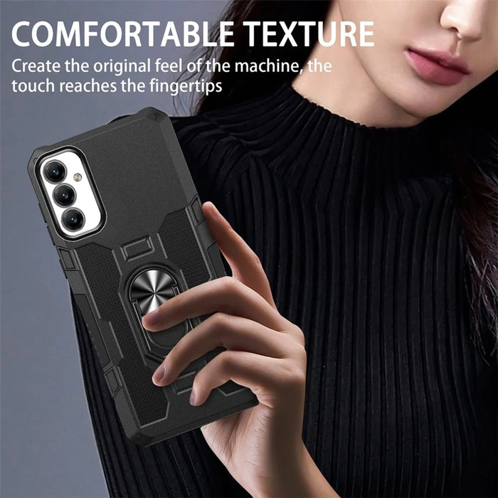 For Samsung Galaxy A35 5G Phone Case Ring Kickstand PC + TPU Shockproof Cover - Black - 3