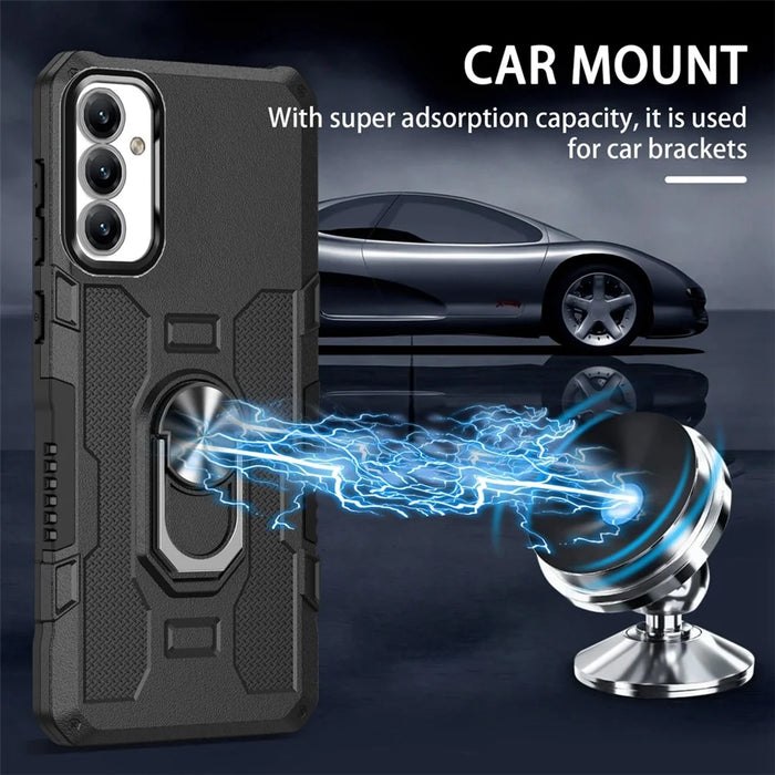 For Samsung Galaxy A35 5G Phone Case Ring Kickstand PC + TPU Shockproof Cover - Black - 5