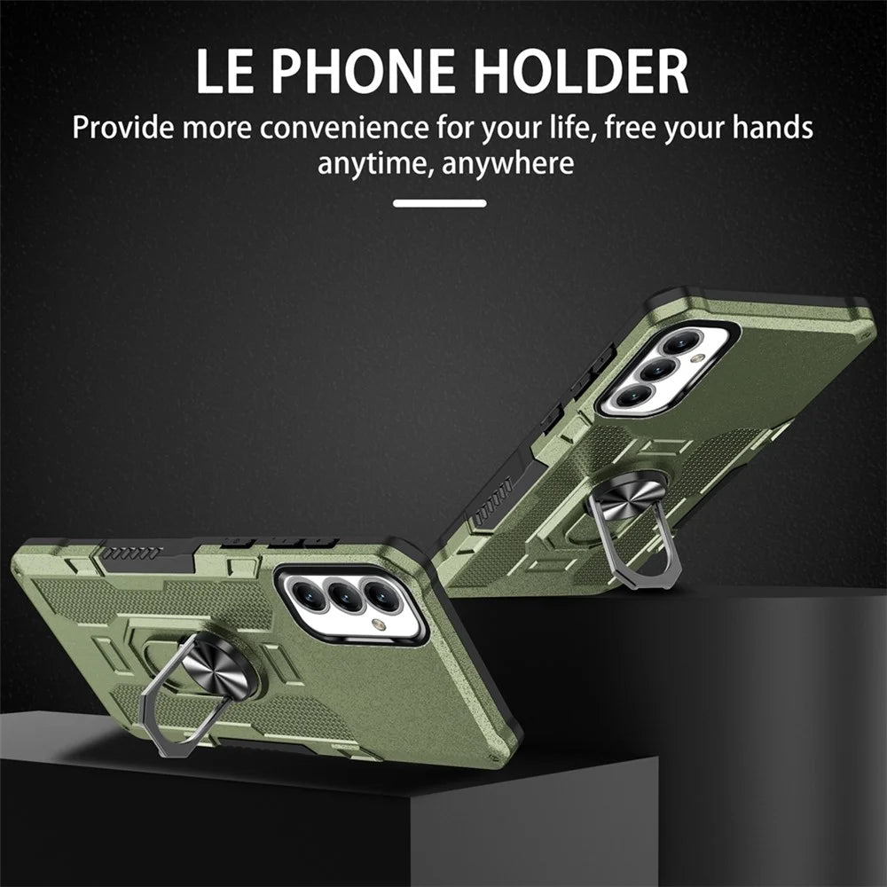For Samsung Galaxy A55 5G Phone Case Ring Kickstand PC + TPU Shockproof Cover - Green - 2