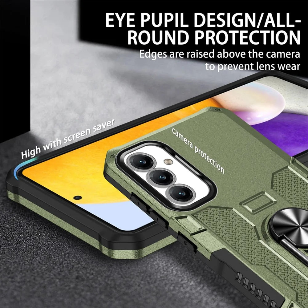 For Samsung Galaxy A55 5G Phone Case Ring Kickstand PC + TPU Shockproof Cover - Green - 4