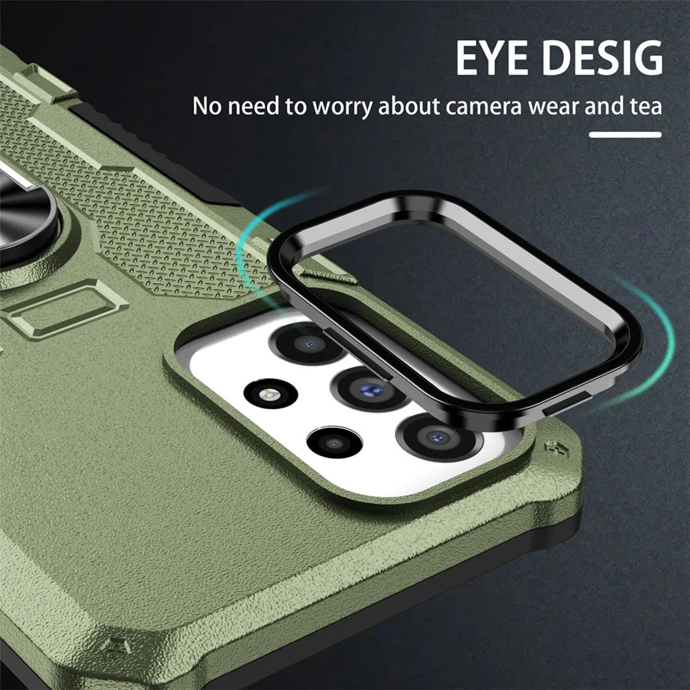 For Samsung Galaxy A55 5G Phone Case Ring Kickstand PC + TPU Shockproof Cover - Green - 6