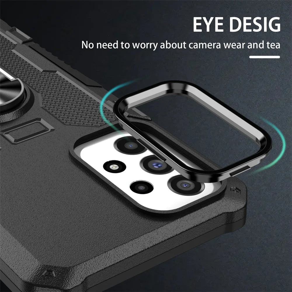 For Samsung Galaxy A36 5G Phone Case Ring Kickstand PC + TPU Shockproof Cover - Black - 6
