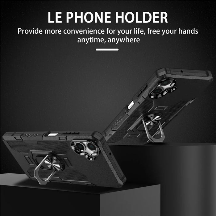 For Samsung Galaxy A06 4G Phone Case Ring Kickstand PC + TPU Shockproof Cover - Black - 2